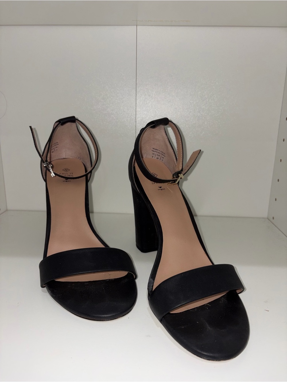 Call It Spring Black Ankle-Strap Block Sandals